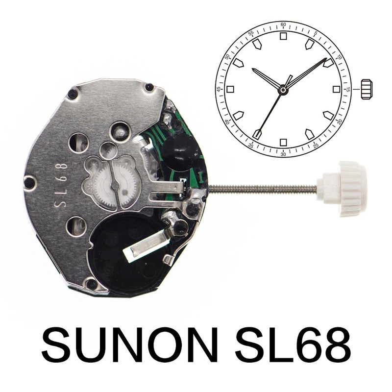 SL68 การเคลื่อนไหวควอตซ์นาฬิกาอะไหล่อุปกรณ์ซ่อมจีน Sunon SL68 อุปกรณ์เสริมการเคลื่อนไหวซ่อมเปลี่ยน P