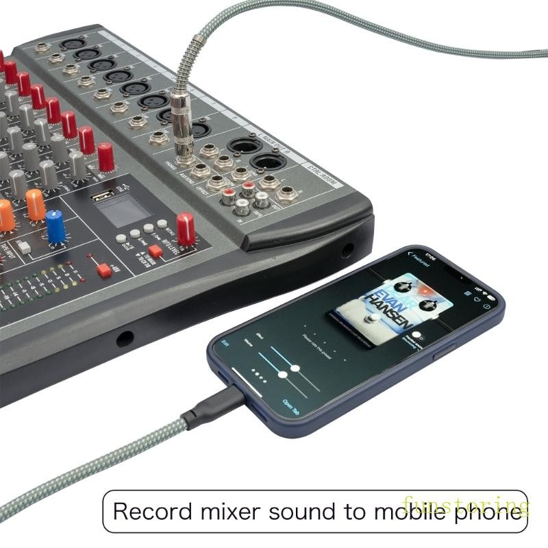 FUN USB C ถึง 6 35 มม.สาย USB Type C ถึง 6 35 มม.ชายเชื่อมต่อ Aux อะแดปเตอร์สําหรับกีตาร์ไฟฟ้าโทรศัพ