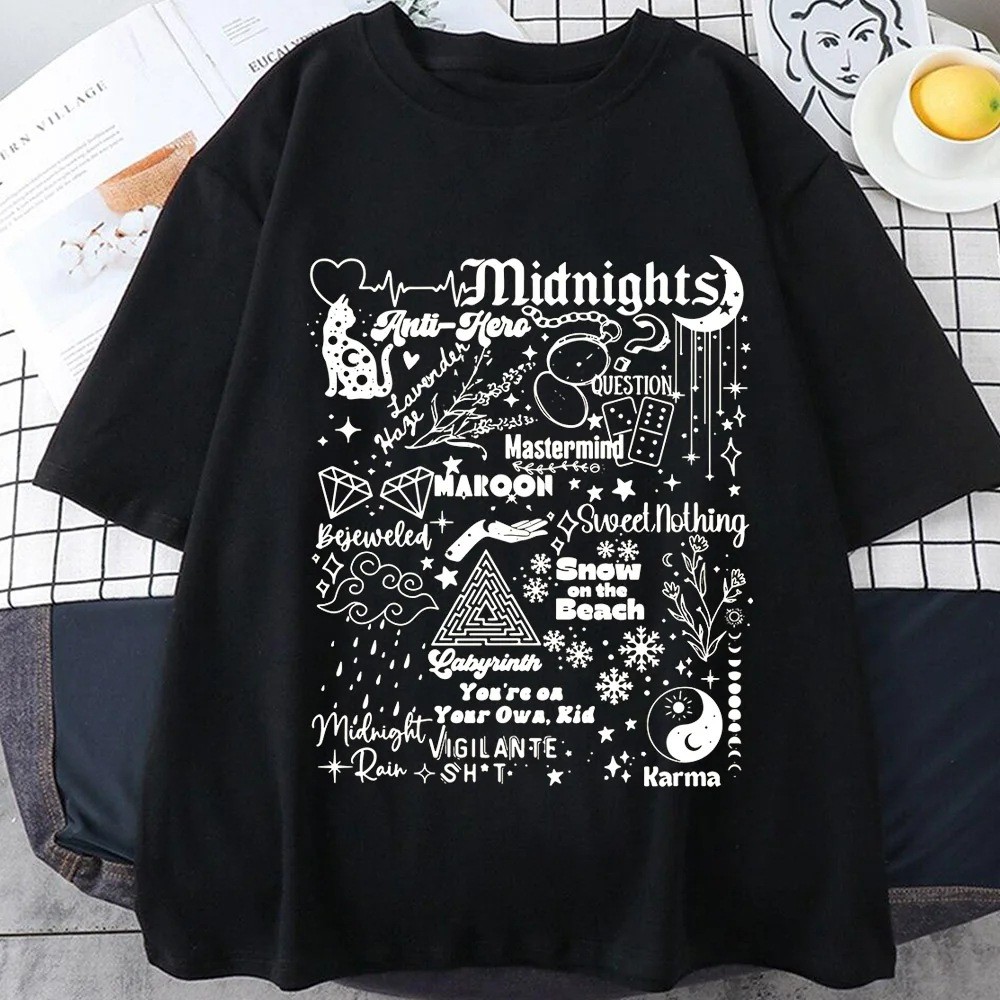 ปลาค็อด ปลาค็อด 20252024Year Year Year Taylor Midnight Album เสื้อยืดแขนสั้น Karma Is Cat เสื้อยืด M