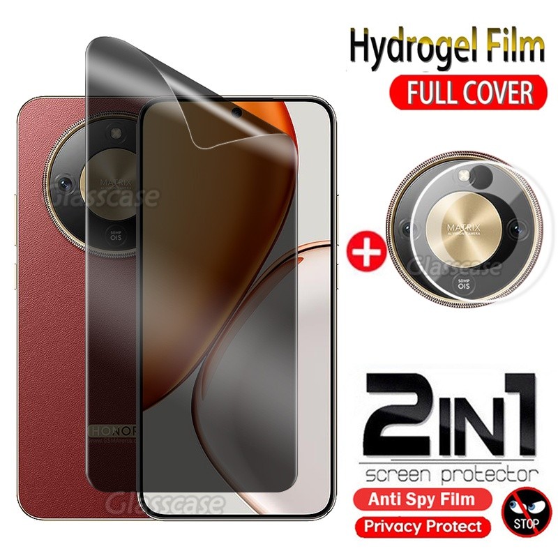 2 IN 1 หน้าจอความเป็นส่วนตัว Soft Hydrogel ฟิล์มสําหรับ Honor X9d X9c X9b X9a X9 สมาร์ท X9dsmart X9csmart HonorX9d X9 d 4G 5G 2025 กล้องกลับเลนส์ป้องกันฟิล์มด้านหน้าคลุมทั้งหมด