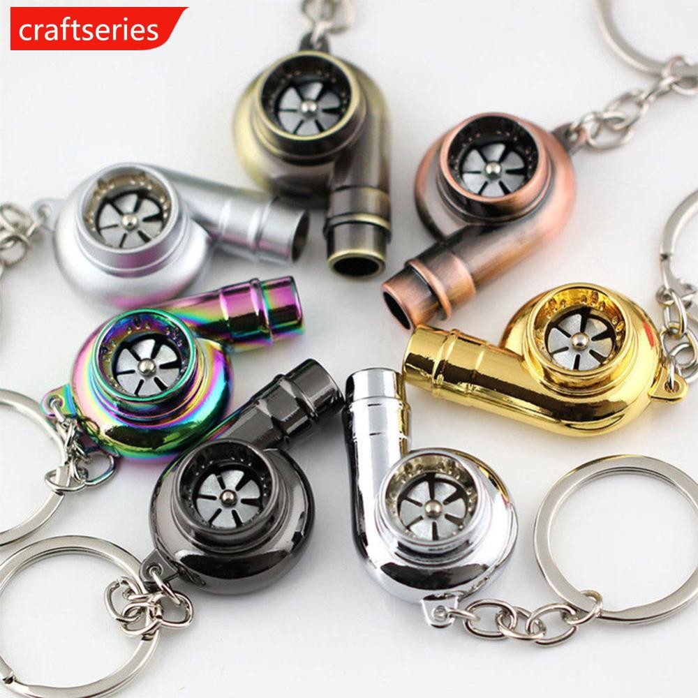 CSE 1Pc Auto Car Turbo Sleeve Turbo Keychain Spinning Turbine Key Chain Keyring