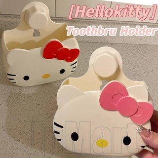 1-2 ชิ้น Hello Kitty Toothbru Stand Organizer - ไม่เจาะ - น่ารักการ์ตูน Toothbru ผู้ถือ - แขวนผนัง Drainable กล่องเก็บ - ชั้นวางของในห้องน้ําอุปกรณ์เสริม Decor