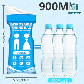 ถุงฉี่ 900ml ถุงปัสสาวะฉุกเฉินแบบพกพา เหมาะสำหรับกลางแจ้งและการจราจรติดขัด สามารถใช้ได้ทั้งผู้ชาย ผู้หญิง