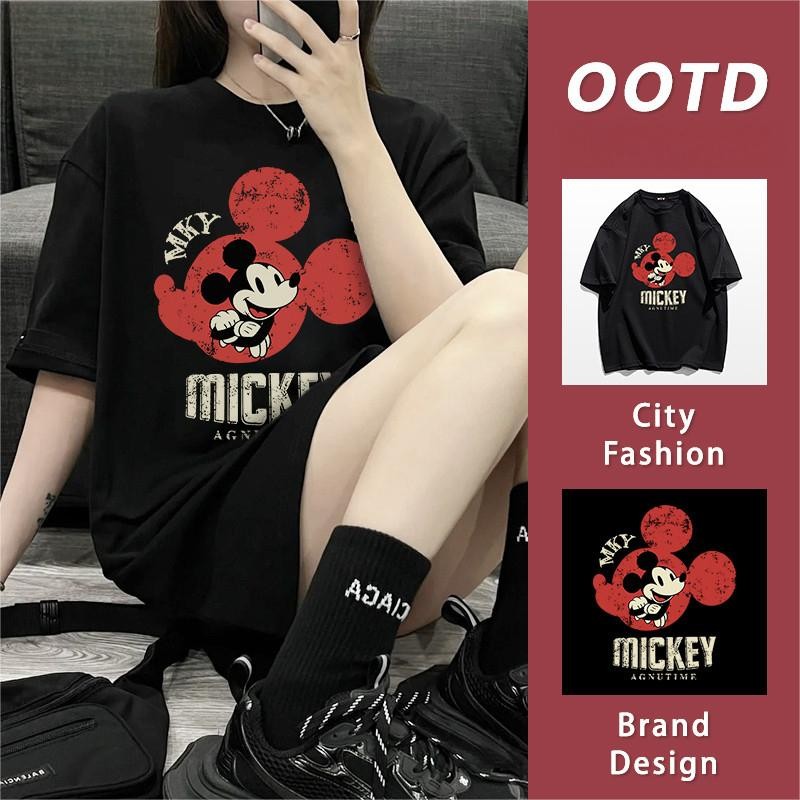 เสื้อยืดคอกลมแขนสั้น✨แฟชั่นสไตล์เกาหลี ลายพิมพ์มิกกี้เมาส์ oversize ผ้านิ่ม ใส่สบาย สาวอวบ 100%  C1232