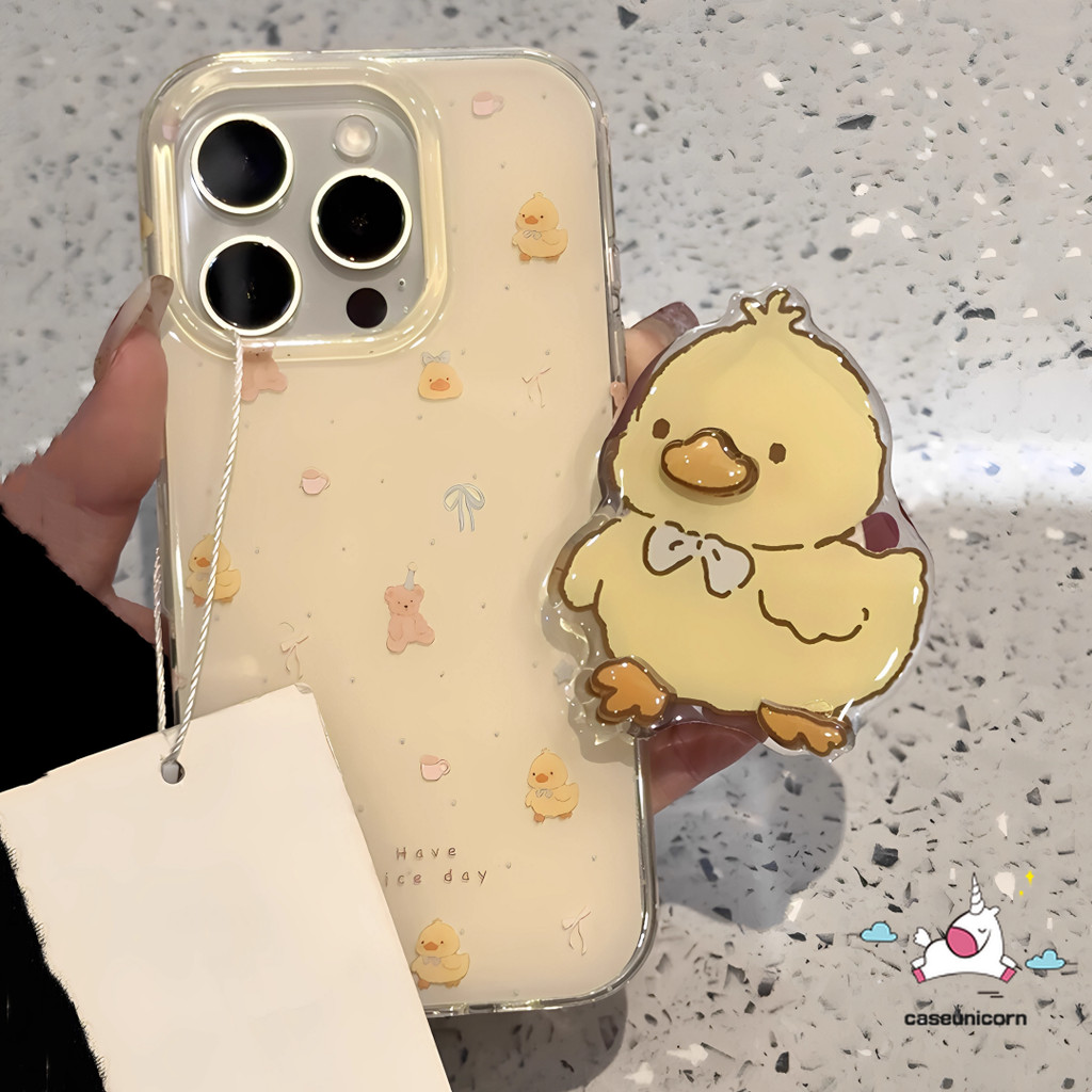 สําหรับRealme C51 C75 C25 C67 11 C17 C61 C65 C51sหมายเหตุ 50 60 C63 C21 9i 6i C20 C33 C25s C53 5s 5i 5s C15 C55 C12 C31 C30 C25Y C31 C25Y C30 เป็ดสีเหลืองหมีสีเหลือง เคสขาตั้ง