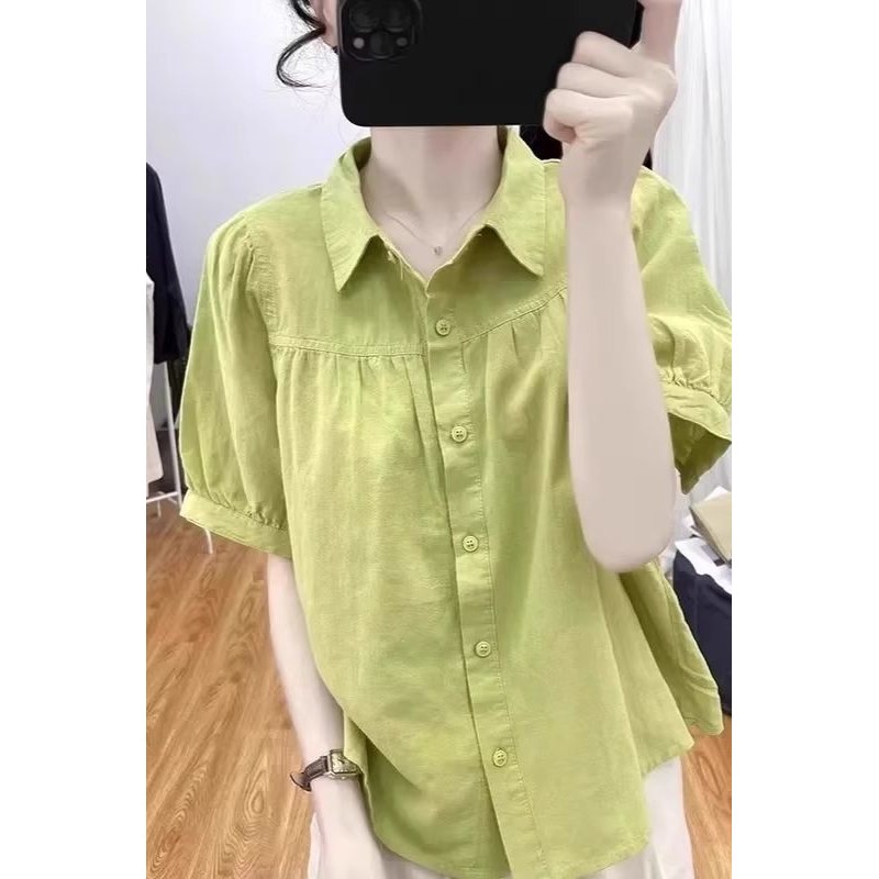 ขนาดใหญ่ขนาด 2025 ผ้าฝ้ายแท้ของแท้ไหล่แขนสั้นสุภาพสตรีเสื้อผู้หญิงไขมัน MM หลวมเสื้อโปโล All-Match T