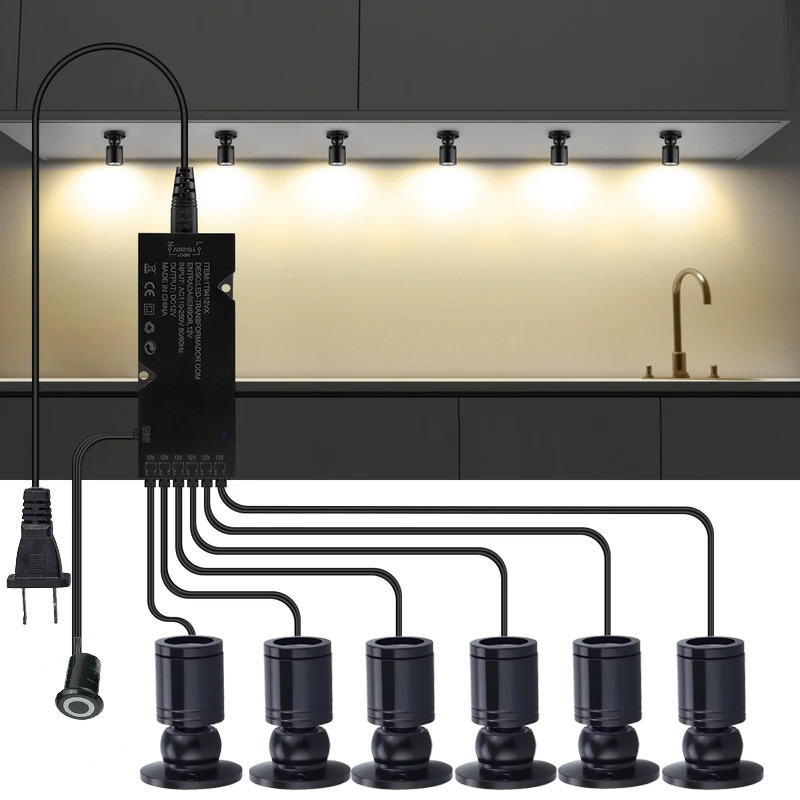 หลอดไฟจุด LED หลอดไฟสําหรับงานศิลปะไวน์ตู้โชว์สปอตไลท์สวิตช์สัมผัสแหล่งจ่ายไฟ 12V foco led interieur