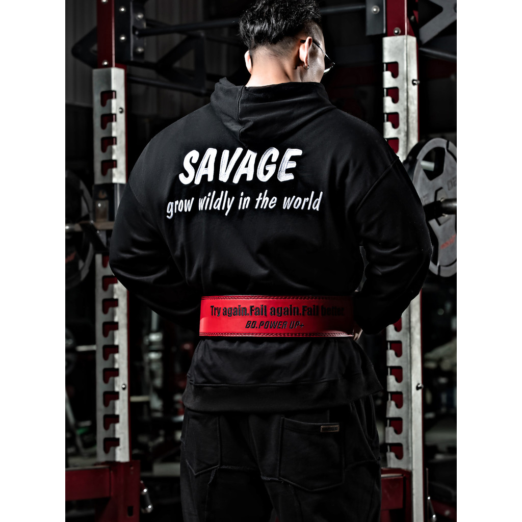 BD.POWER UP+เข็มขัดฟิตเนส Professional Squat Power Cowhide Belt Deadlift Lever Buckle Belt Non-SBD