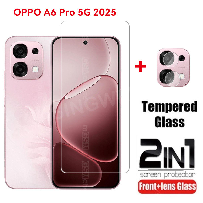 สําหรับ OPPO A6 Pro A6i A6X A6t A6s A6c A6T Pro 5G 4G 2025 คลุมทั้งหมดกระจกนิรภัยด้านหน้าฟิล์มป้องกันหน้าจอกลับกล้องเลนส์ป้องกันฟิล์ม