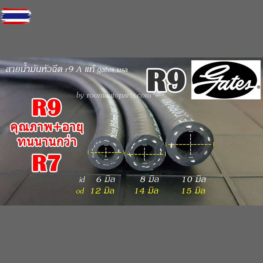 สายน้ำมันหัวฉีดนอกถัง R9 เกรด A แท้ Gates USA แ่งขาย 0.5-1 ม. หรือตัดยาวต่อเนื่องตามคำสั่งซื้อ
