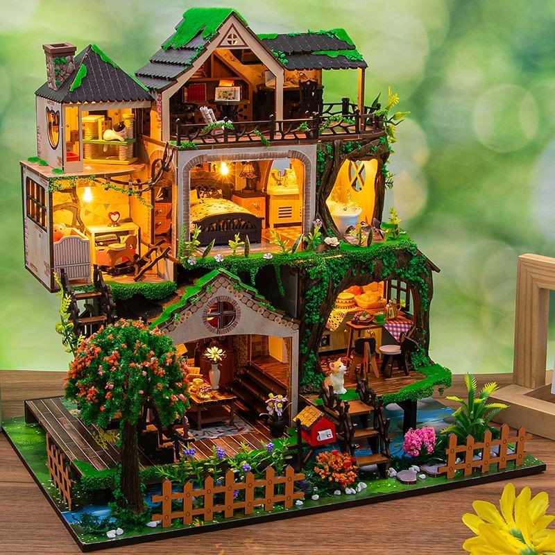 สินค้าใหม่ diy Hut Fairy Tale Forest Hand-Assembled Building Blocks House Building Toy Model Villa ของขวัญวันเกิด