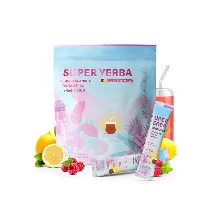 ✨Super Yerba Mate ผงชาละลายเร็ว 30 ถุง -รสน้ํามะนาวราสเบอร์รี่|บริการทําความสะอาดพลังงานและสมาธิเพิ่