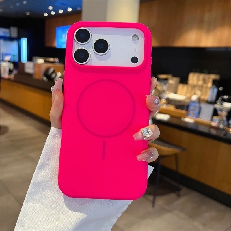 หรูหราซิลิโคนเหลวแม่เหล็กชาร์จเคสโทรศัพท์สําหรับ IPhone 17 Pro Max 17 Air 15 16 11 12 13 14 Pro Max Frosted ปกหลัง