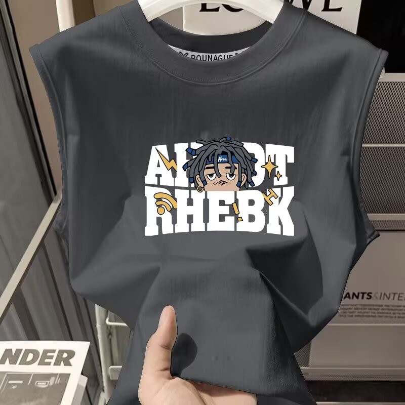 COD 2025 Summer Trendy Brand Round Neck Sleeveless T-Shirt Vest Men's American Style Tank Top Fitnes