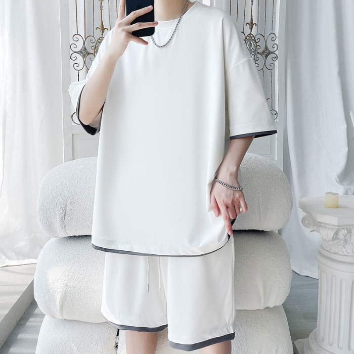 Extra Short Sleeve P282025Sports Pants/48 Leisure T3639DK8613P28new23Top2025Fake Two Pieces NEW Set 