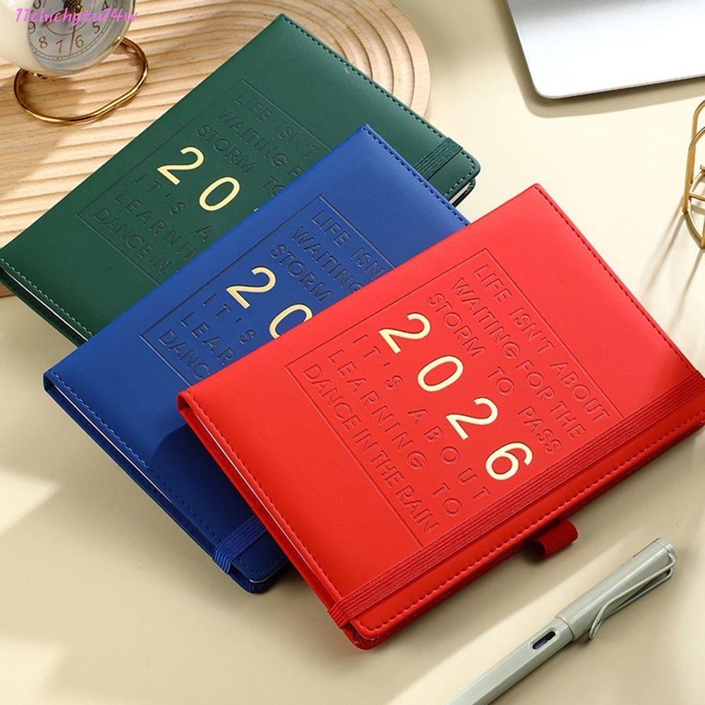 CHICHYTU14W A5 สมุดบันทึกวางแผนวาระ,บุ๊คมาร์คทนต่อการสึกหรอ 2026 Schedule Planner Notepad, ไดอารี่ N