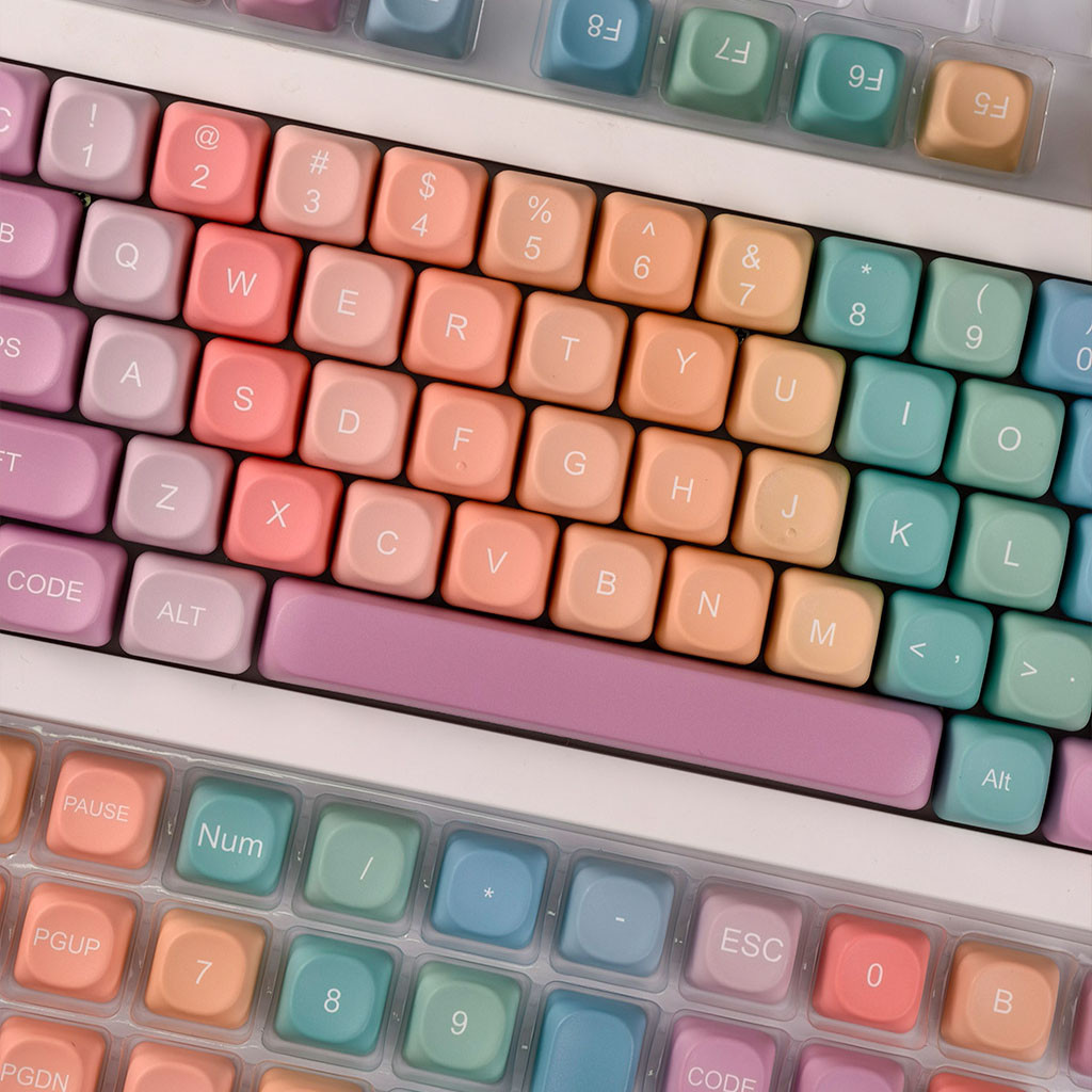 Macaron Keycap 120 คีย์ MOA โปรไฟล์ PBT กระชับ Dye Sublimation Wooting Aula F75 RK100 Mechanical Key
