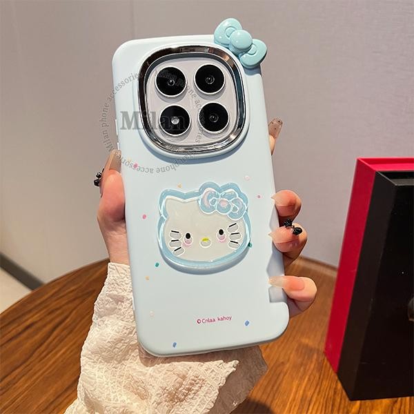 เคสสำหรับ Redmi Note 15 5G เคส Redmi Note 15 14 Pro 5G เคส Redmi Note 15 14 Pro Plus, เคสโทรศัพท์ลายคิตตี้ 3 มิติ ผูกโบว์ น่ารัก กันกระแทก ทำจากซิลิโคนนุ่ม