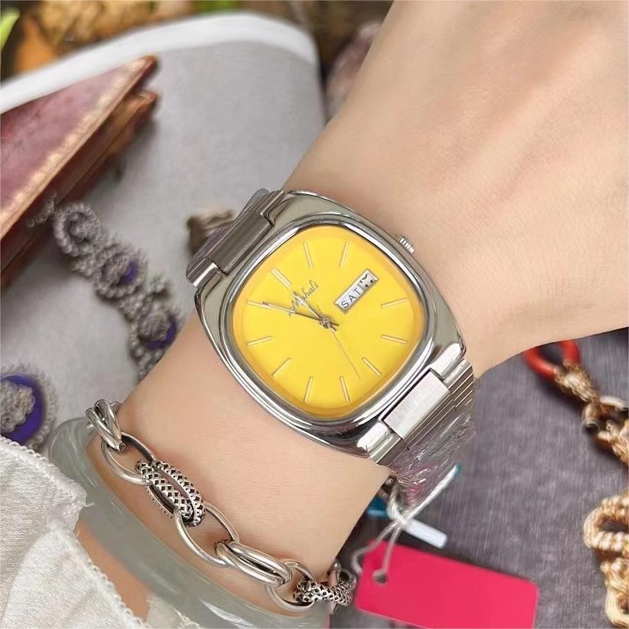 Mishali米莉莎手表方形大表盘日历星期双显潮流女士电视机女表