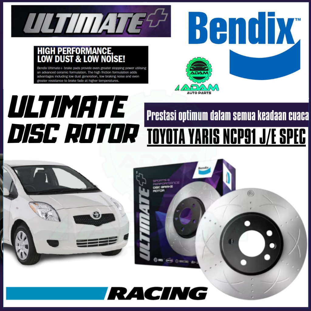 Bendix Ultimate+ Front Set Disc Rotor - Toyota Yaris NCP91 J/E 2007 BR2718 ULT+