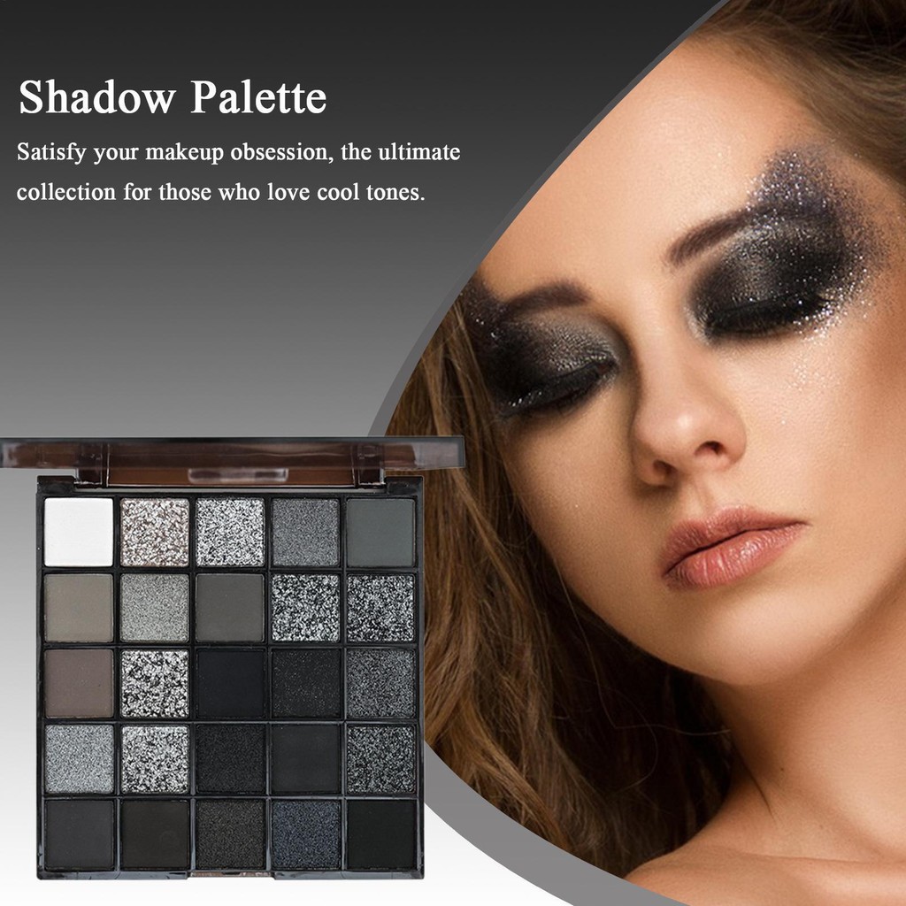 พาเลทอายแชโดว์สีเข้ม 25 สี Dark Smoky Eyeshadow Palette Smokey Eye Kit Gothic Long-Lasting Powder Shadow เม็ดสีสูงช่วยให้