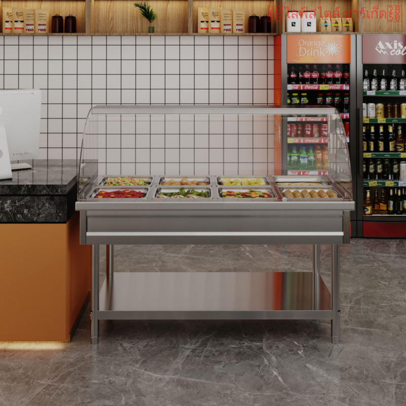 โต๊ะอุ่นอาหารจานด่วน ฝาครอบกระจกเชิงพาณิชย์สำหรับทำความร้อน ร้านอาหาร รถขายอาหารเร็ว ซุป สระว่ายน้ำ เคาน์เตอร์เสิร์ฟอาหา - รูปที่ 7