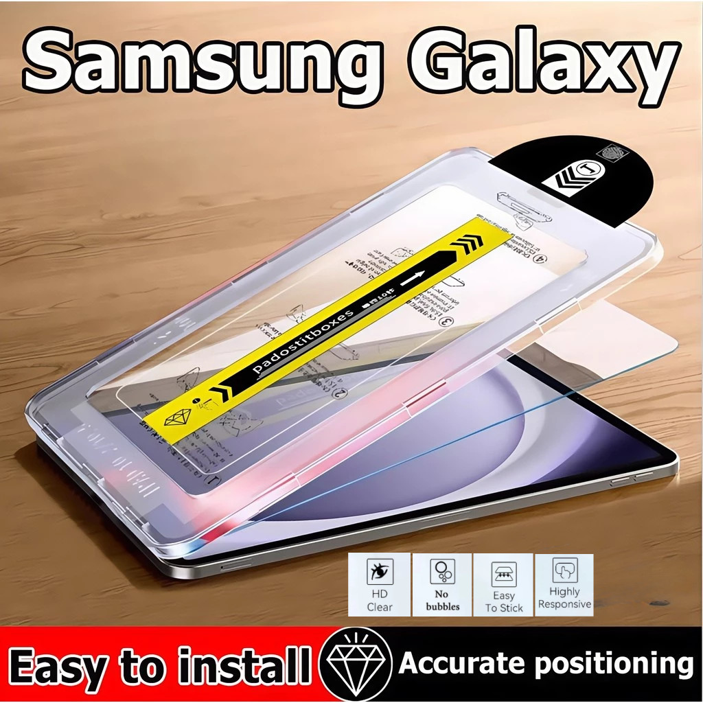 ฟิล์มกระจก พร้อมบล็อคติดตั้ง  Samsung Tab A8 A9A9+ A11+ S7+ S8+ S9+ S9FE S9FE+ S10FE+ S6Lite A9+ ติดตั้งง่าย ไม่ติดฝุ่น