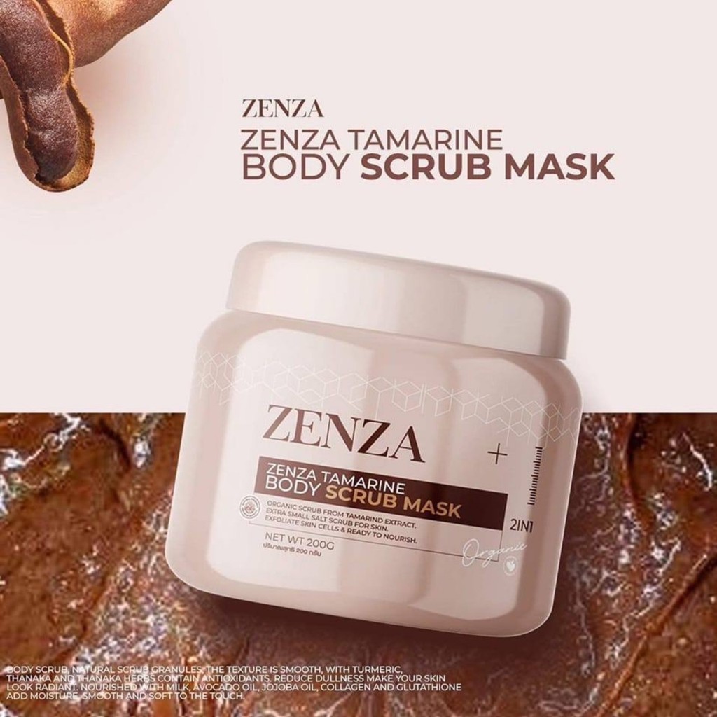 (ของเเท้100%) Zenza สครับเซ็นซ่า ขนาด 280 กรัม สครับมะขามนมสด เนื้อละเอียดไม่บาดผิว