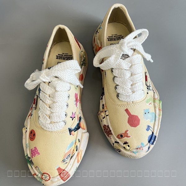 Mihara mmy Casual Shoes Unisex Graffiti Cartoon Animal Stickers Canvas Thick Sole Height Increase Sp