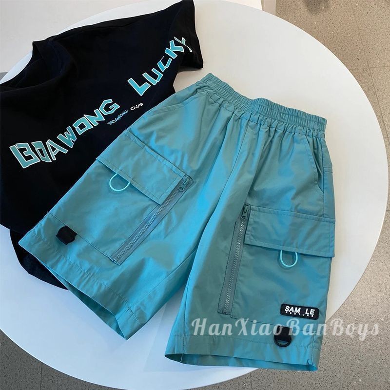 男童套装夏季2025韩国洋气童装又Q又酷字母T恤颜色有质感儿童短裤Boys' Suit Summer 2025 Korean Style Childrenmln665cv.th