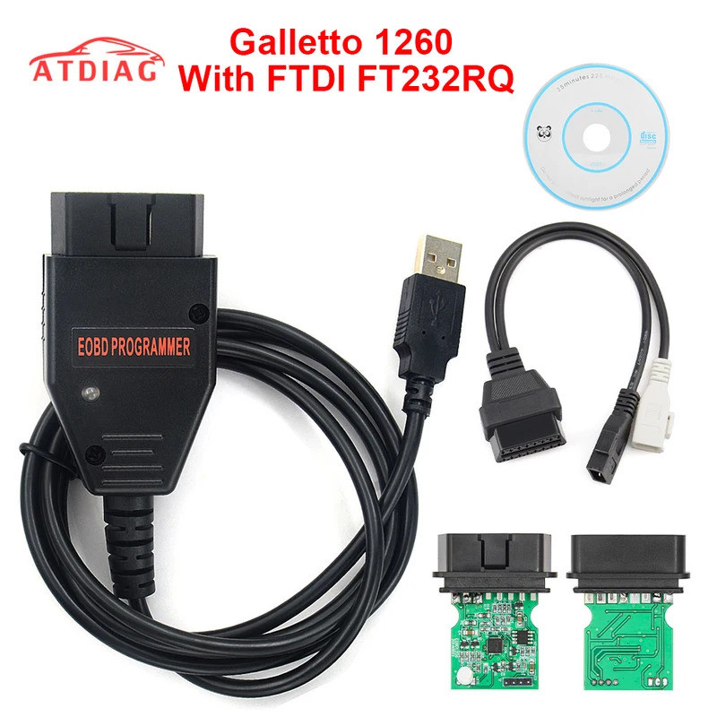 Galletto 1260 FTDI FT232RQ RL EOBD ECU Programmer อ่านเขียนรถ ECU Flasher ทํางานสําหรับ Multi-Car OB