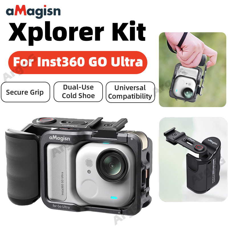 aMagisn Xplorer กริปถ่ายสตรีทสำหรับ Insta360 GO Ultra ด้ามจับน้ำหนักเบา เกลียว 1/4 นิ้ว ผิวกันลื่น อุปกรณ์เสริม GO Ultra