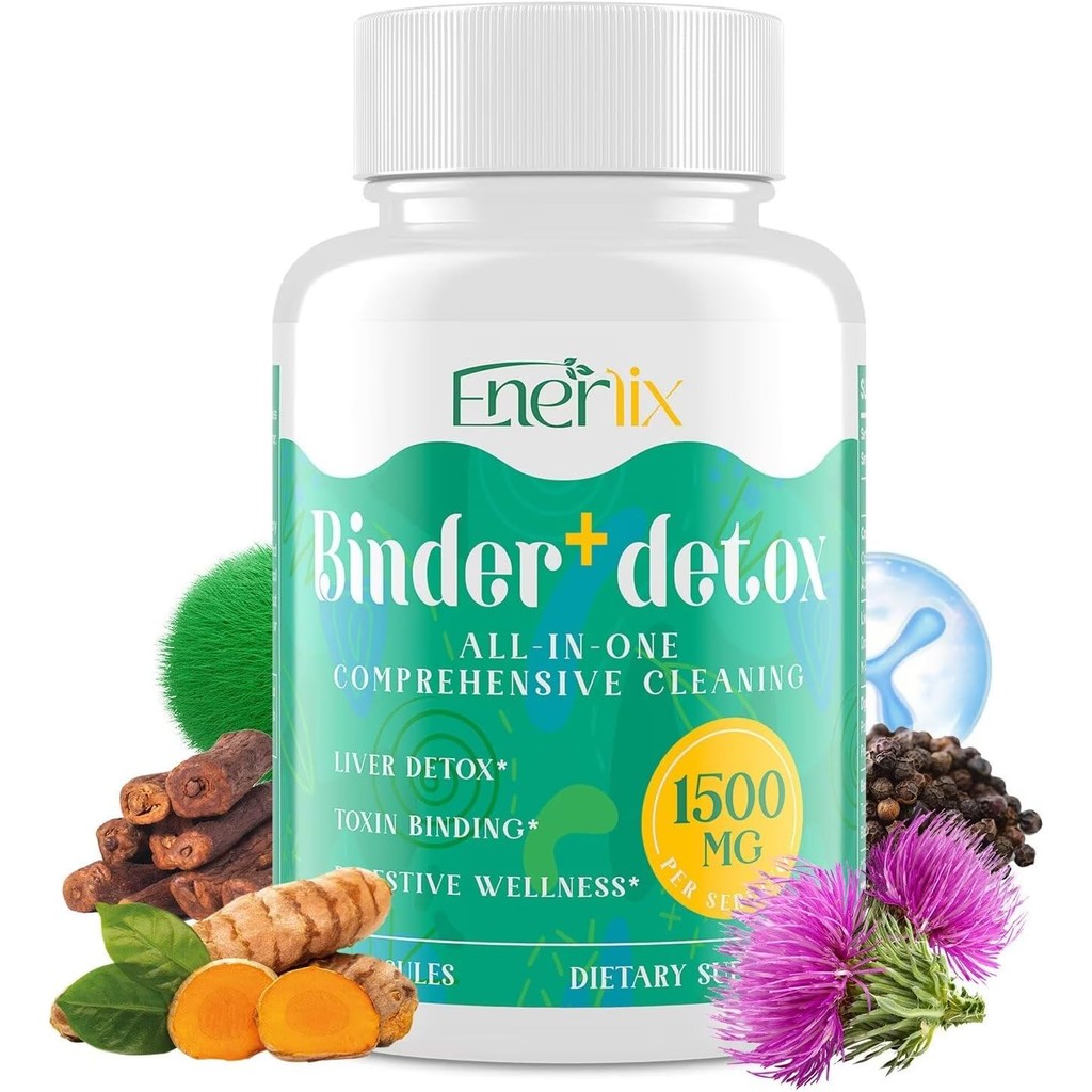 เครื่องผูกดีท็อกซ์ 15-in-1 ถ่านกัมมันต์ Zeolite & Bentonite Clay, Chlorella, 1500 MG ดีท็อกซ์