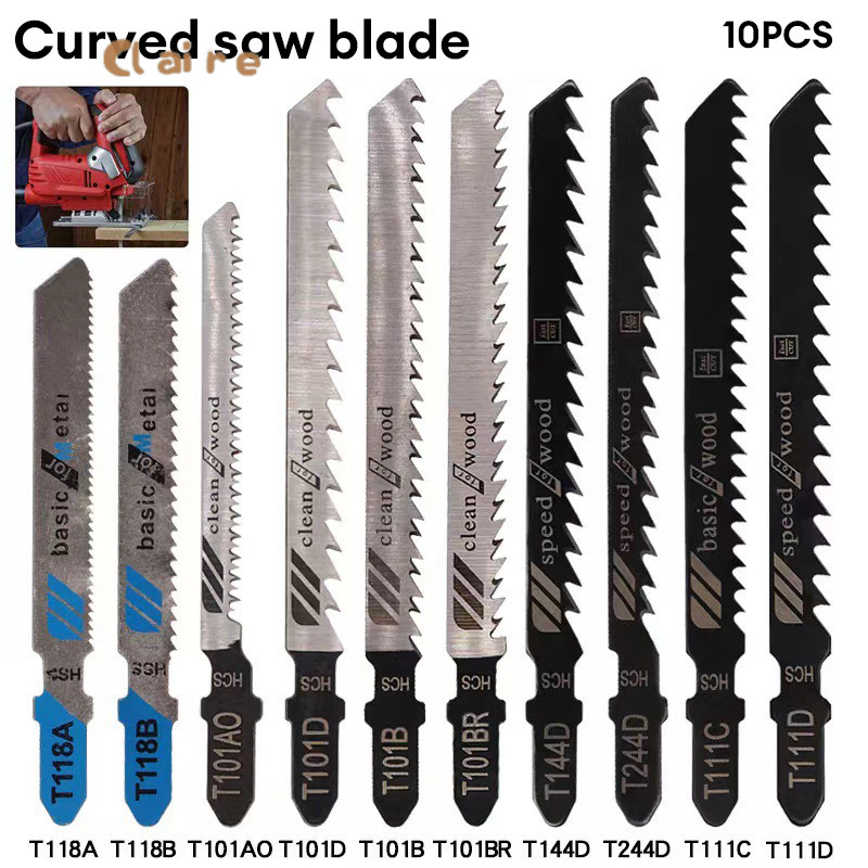 MATA 10PCS ใบเลื่อยจิ๊กซอว์ T 101AO / T101B / T111C / T118A ไม้อัดไม้ JigSaw ใบมีดไม้สะอาด T111C T11