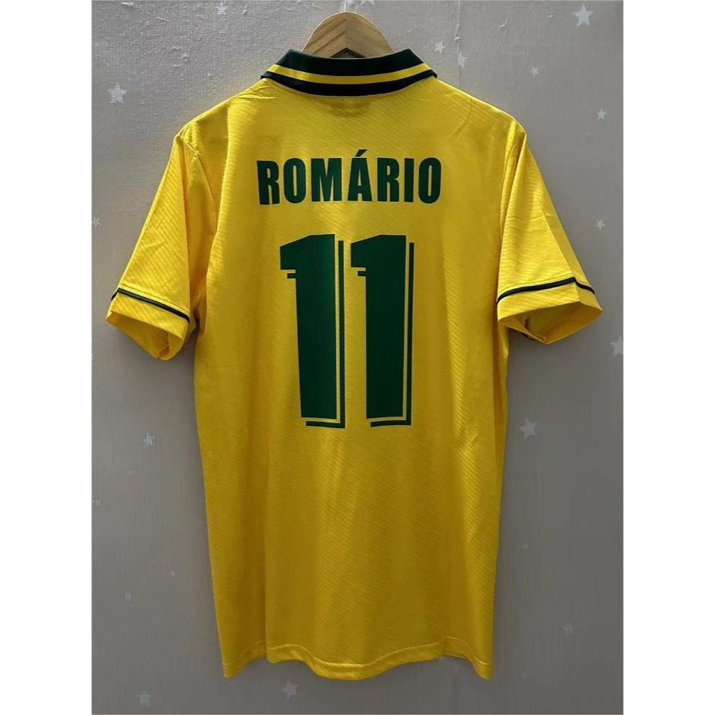 เสื้อฟุตบอลย้อนยุค Brazil 1994 Ronaldo, Bebeto, Romario คุณภาพสูง ปรับแต่งได้