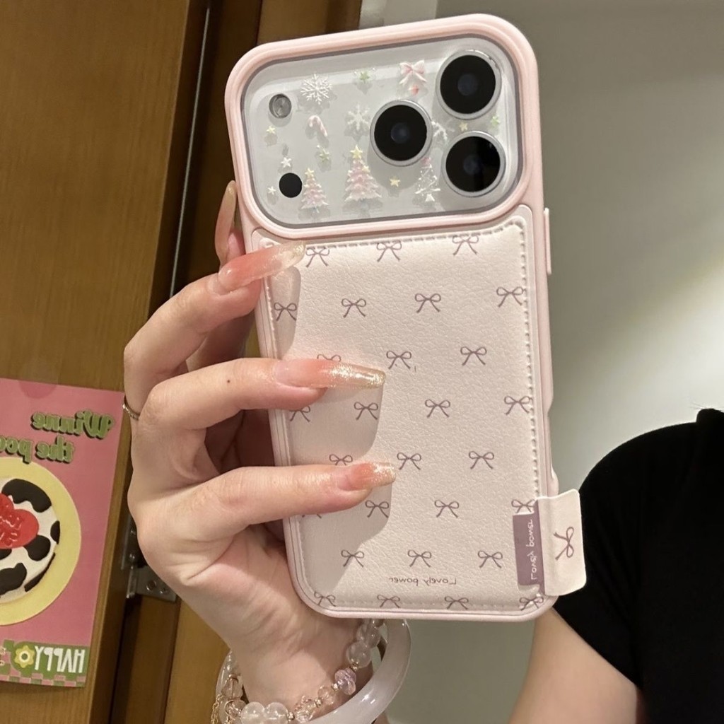 โบว์สีชมพูเหมาะสําหรับเคสโทรศัพท์มือถือ iPhone17, Apple 16promax ใหม่ 15pro ผู้หญิง 13 เคสป้องกัน 14 17pro 17promax 16pro 16 14pro 14promax 15 15promax.