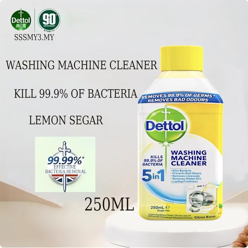 Dettol 99.9% ฆ่าเชื้อ 5 in 1 น้ํายาล้างเครื่องซักผ้า 250ml ผงซักฟอกกลิ่นมะนาว Liquid Cleanser สบู่ซั