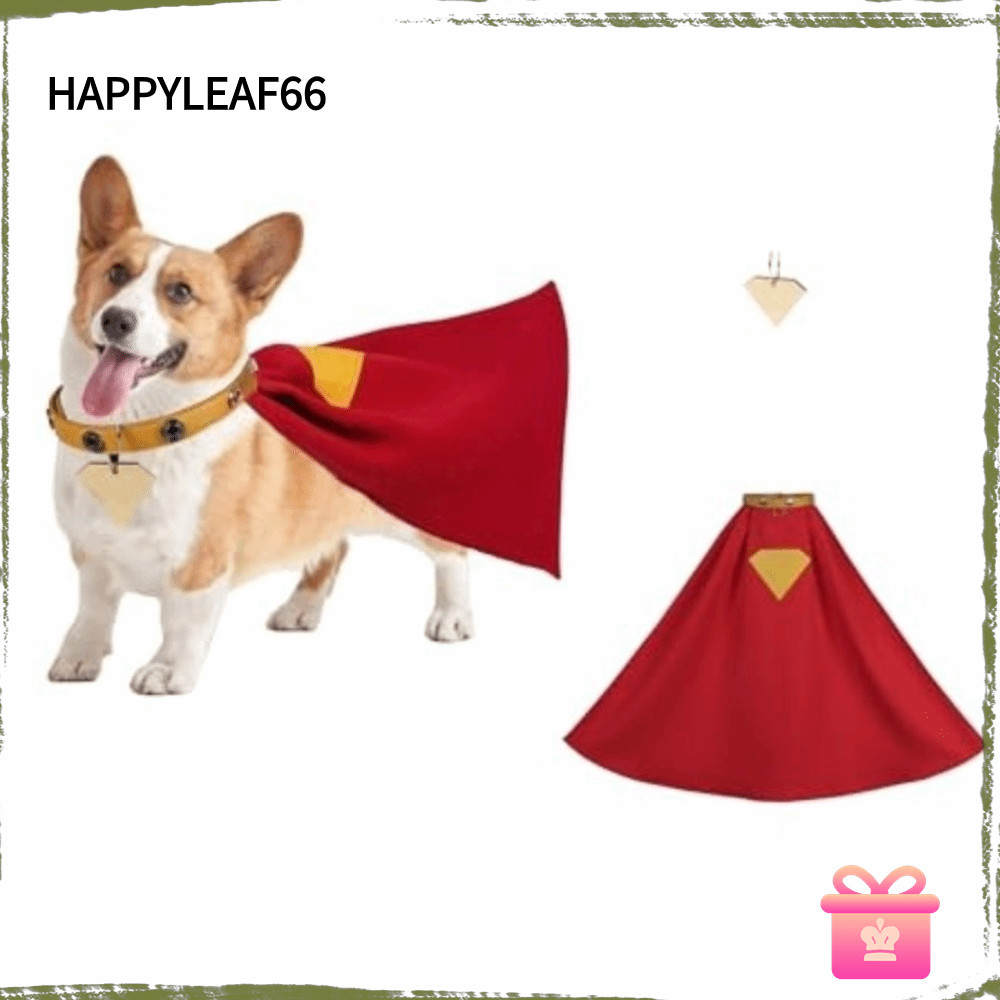 HAPPYLEAF66 ชุดสุนัขซูเปอร์ฮีโร่, แท็กพิมพ์พร้อมปลอกคอนุ่ม Superdog Krypto เครื่องแต่งกาย, เสื้อคลุม
