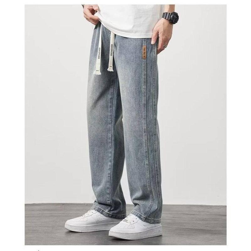 MR9 Cargo Jeans E012 กางเกงยีนส์ คาร์โก้ ขายาวชาย เอวยางยืด มีสายผูก กางเกงยีนส์ชาย กางเกงวินเทจ Clo