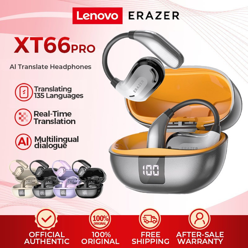 Lenovo ERAZER XT66 PRO Al หูฟังไร้สายการแปลแบบเรียลไทม์อัจฉริยะบลูทูธ 5.4 พร้อมหูฟังหน้าจอสัมผัส LED