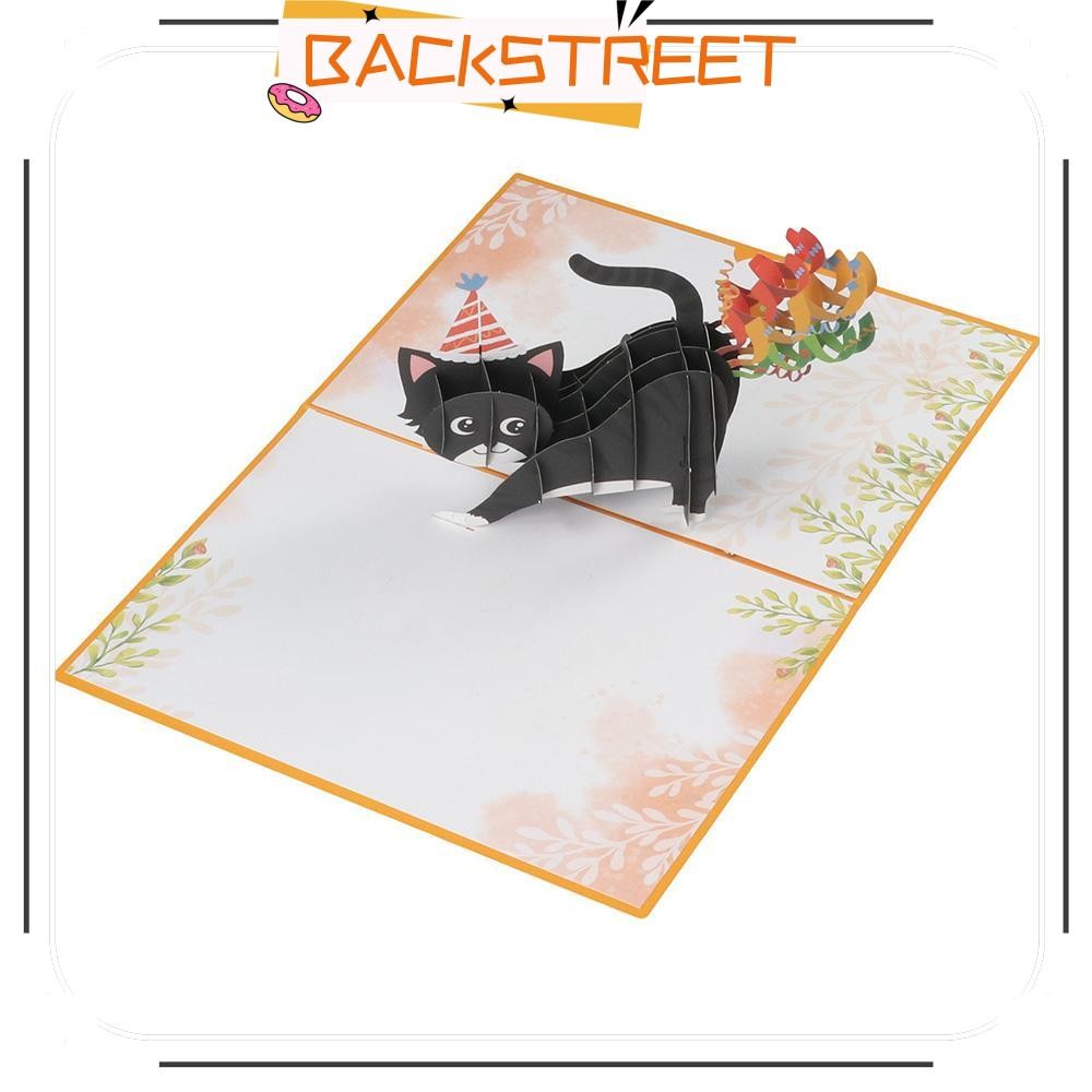 BACKSTAGE Birthday Card, Paper Cat Funny Birthday Cards, Hot Greeting Card Friend