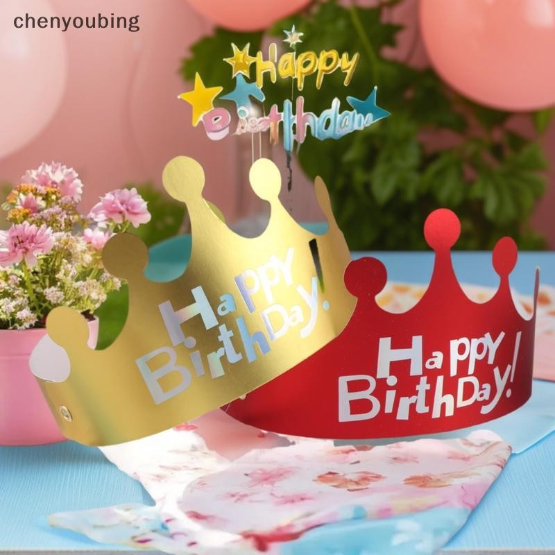 [chenyoubing] 25PCS Creative Happy Birthday หมวกมงกุฎหมวก DIY Handmade Party Decor Photo Prop สําหรั