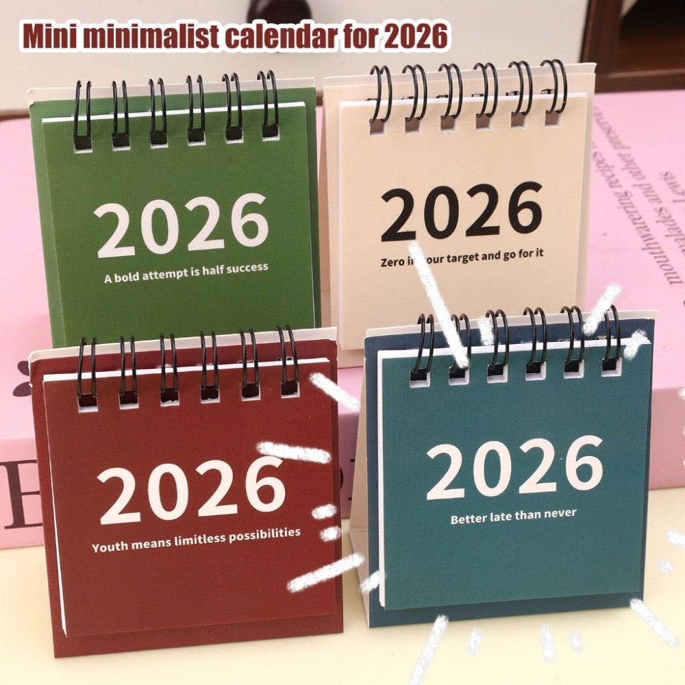 2026 Mini Simple Calendar - Creative Coil Calendar Planner - Daily Plans Notebook Memo - School Offi