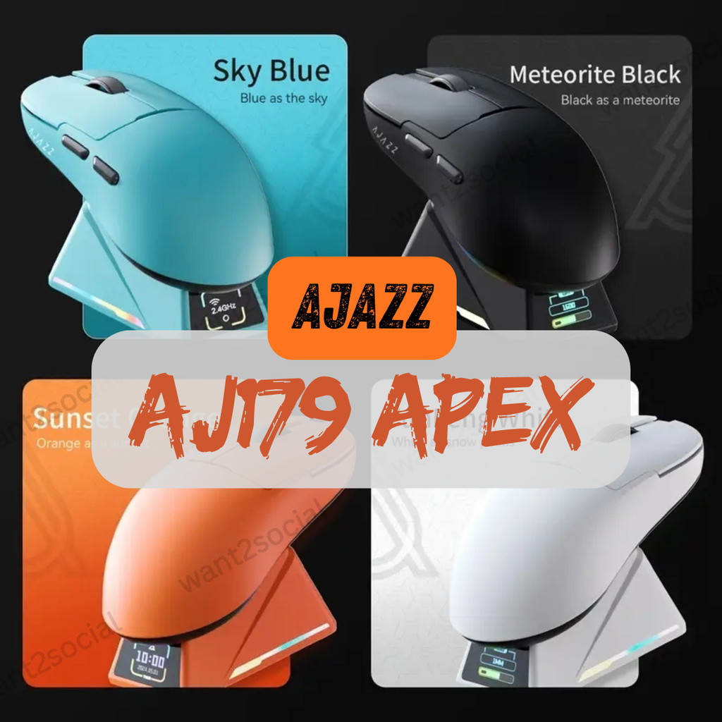 [พร้อมส่งจากไทย]Ajazz AJ179 Apex เมาส์เกมส์ไร้สาย ใส่รูปGIFได้ PAW3950 พร้อมฐานชาร์จ พร้อมส่ง