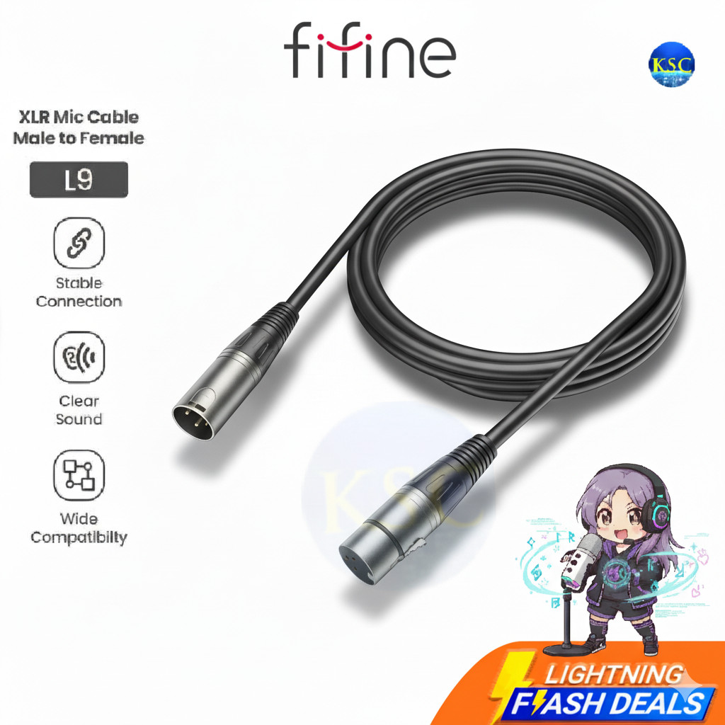 ส่งด่วน FIFINE L9 สาย XLR 1.8M สำหรับไมค์ Dynamic/Interface คุณภาพดี สัญญานนิ่ง เสียงเคลียร์