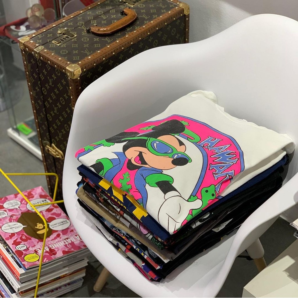 เสื้อยืดหลวมครึ่งแขน พิมพ์ลายการ์ตูน Gecko และ มิกกี้เมาส์รอบคอ .material ผ้าฝ้าย สไตล์ Ins