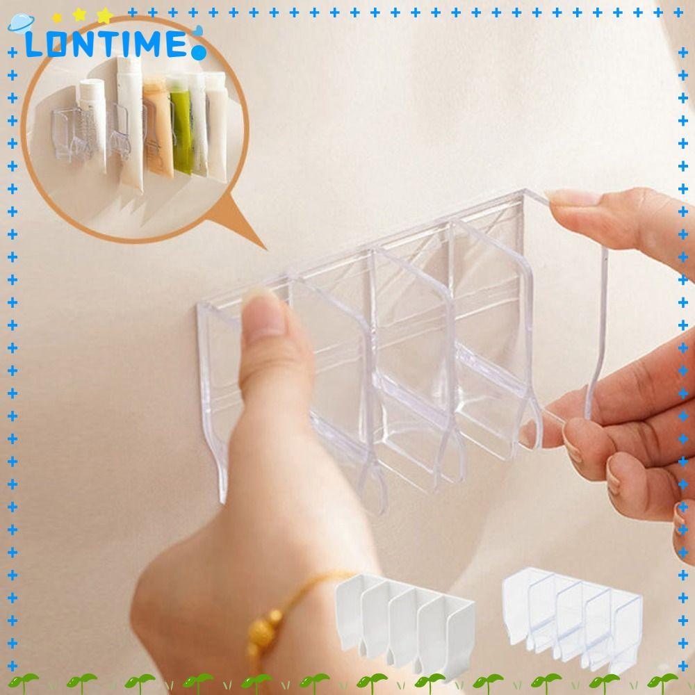 LONTIME ชั้นเก็บของติดผนัง, ที่วางน้ํายาทําความสะอาดผิวหน้าพลาสติกความจุขนาดใหญ่, สองวัตถุประสงค์ไม่เจาะชั้นวางห้องน้ําหลายตารางอุปกรณ์ห้องน้ํา