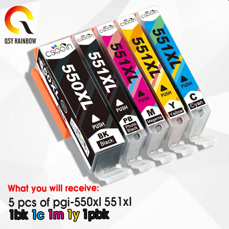 5PK PGI 550 551 ตลับหมึกสําหรับ canon PIXMA IP7250 MG5450 MX925 MG5550 MG6450 MG5650 MG6650 MX725 MX