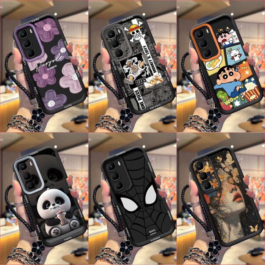 เคส Infinix HOT 60 60i 60PRO เคสโทรศัพท์ซิลิโคนอ่อนนุ่มเทรนด์ภาพสีดํา TYHS