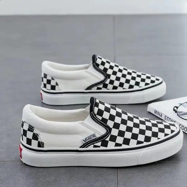 Slip-OnCheckerboard(Classic)จัดส่งไวมาก🚛รองเท้าผ้าใบแบบสวมรองเท้าผ้าใบลำลองสำหรับนักเรียน ขนาด36-45